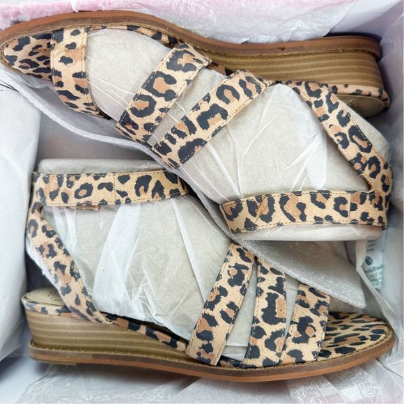 Vince Camuto Rensensa Natural Leopard Leather Demi Wedge Sandals - Size 6 - Picture 9 of 10